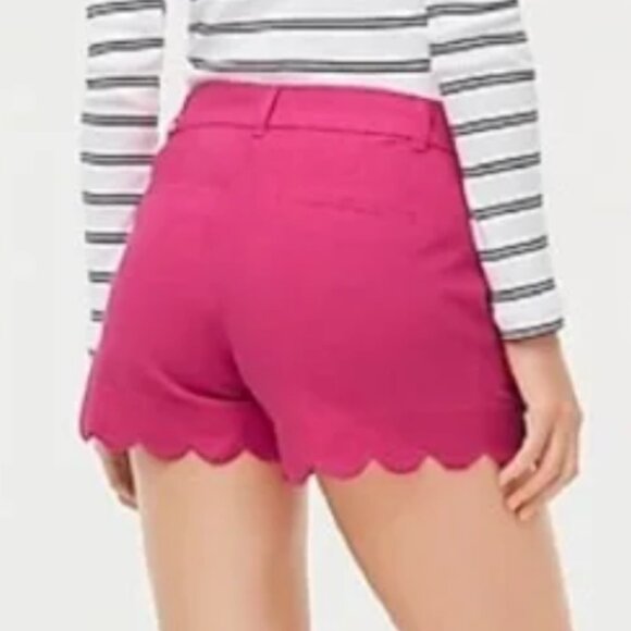 J. CREW Factory 4" Linen Cotton Scalloped Hem Short Solid Pink Preppy Shorts 8 - Picture 3 of 16